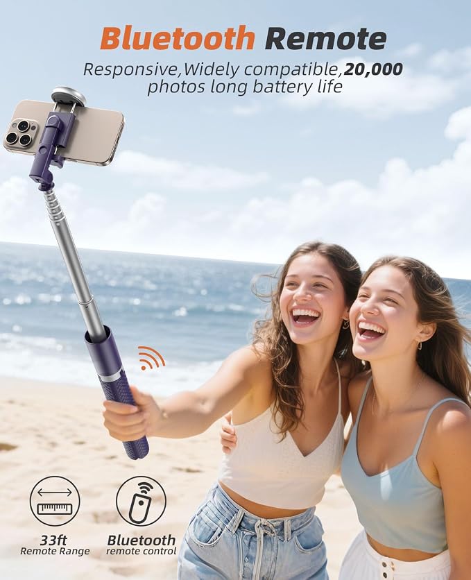 Tripod for iPhone, Selfie Stick with Remote, Stable & Durable Phone Tripod | Portable Travel Cell Phone Stand, Extendable All-in-1 Tripod for Video Recording Compatible with iPhone Android - Image 3