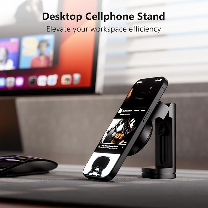 MiiKARE Magnetic Airplane Phone Holder Mount for Magsafe, Classic Black | Universal Hands-free Phone Holer with 360° Rotation for Flying, Accessory Travel Must Haves Phone Stand for Desk, Tray Table - Image 5