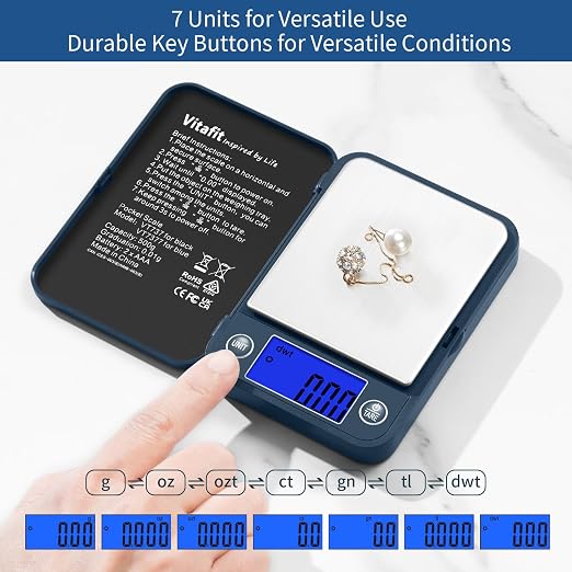 Vitafit 500g Digital Pocket Scale,High Accuracy Assured by Scale Professional Factory Since 2001, Gram Scale 0.01g for Multifunction: Lab,Food, Kitchen,Coffee,Jewelry; Blue - Image 5