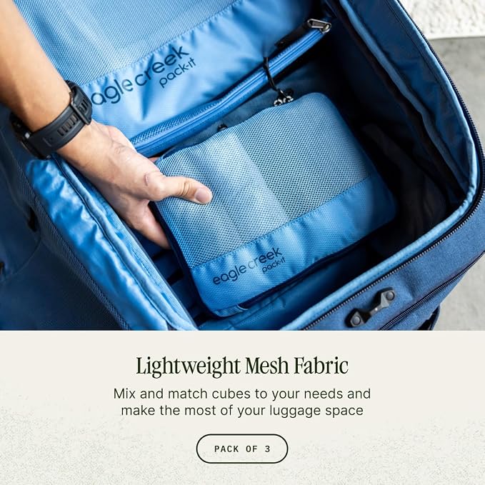 Eagle Creek Pack-It Reveal Cube Set, XS/S/M, Blue Dawn | Packing Cubes for Compartmentalizing Luggage, Durable, Ultra-Lightweight, Breathable, Easy Grab Zipper, Mesh Windows - Image 3