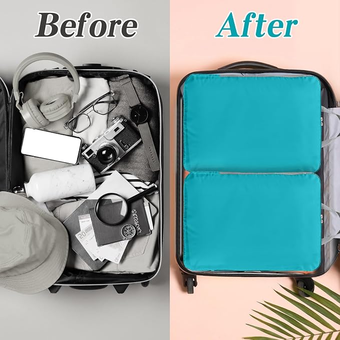 Hosuly 6 Pcs Large Ultralight Compression Packing Cubes for Travel 17.3 x 12.6'' XL Large Expandable Luggage Storage Organizers for Save Space Family Long Trips (Blue) - Image 4