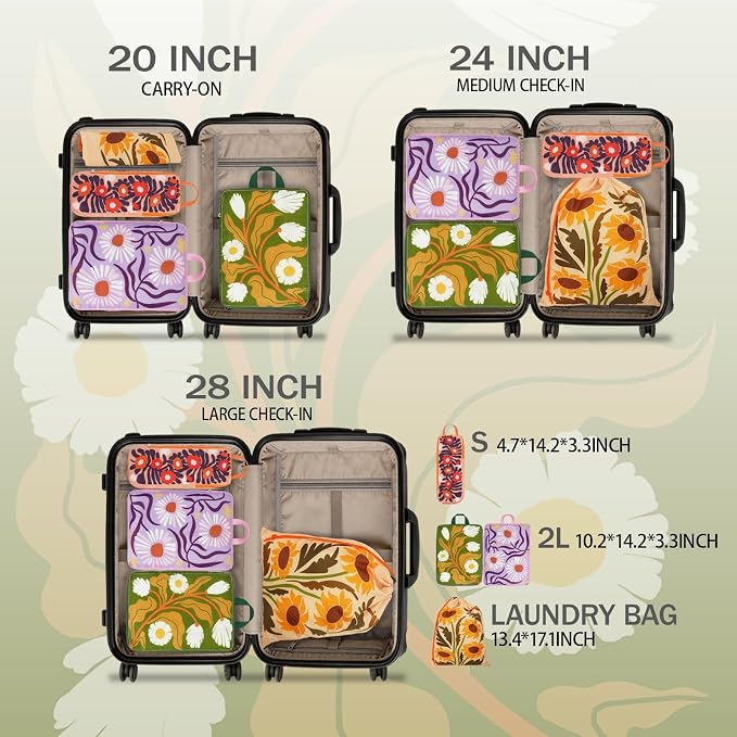 4 Pcs Compression Packing Cubes for Travel, Waterproof Luggage Organizer Washable Storage Bags Set - Packaging Cubes for Backpack Travel and Carry-Ons - Image 2