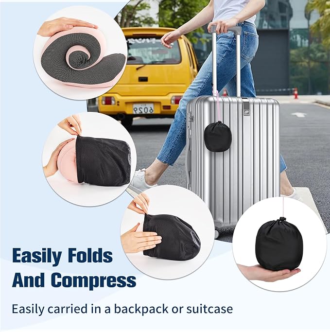 Cirorld Neck Pillow for Traveling, Travel Pillows for Airplanes,100% Pure Memory Foam Travel Neck Pillow, Adjustable Flight Pillow, Portable Plane Accessories with Eye Mask, Earplugs, Carry Bag - Image 6