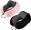urnexttour Neck Pillow Airplane Travel Pillow 2 Pack Black and Pink | Memory Foam Soft Support Travel Neck Pillow for Travelling, Sleeping Rest, Car, Train and Home Use by Urnexttour