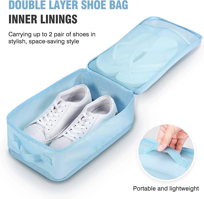 Mossio 6 Set Packing Cubes with Shoe Bag - Lightweight Travel Luggage Suitcase Organizers - Image 2