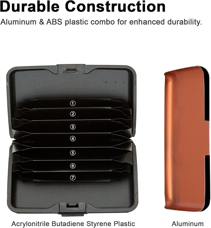 Credit Card Holder, RFID Blocking Metal Card Wallet for Women Men Slim ID Card Holders Protector Aluminum Business Hard Case (Brown) - Image 5