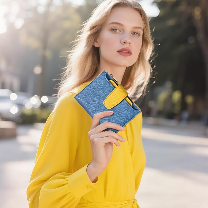 Small Wallet Women RFID Blocking Soft Leather Bifold Compact Card Holder Wallet for Women with Zipper Coin Pocket 4 ID Window - Image 6