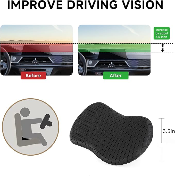 Livtribe Car Seat Cushion - Memory Foam Seat Pad for Sciatica & Lower Back Pain Relief - Driving Cushion with Breathable Mesh Cover - Road Trip Essentials for Drivers (3D Black) - Image 4