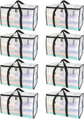 BALEINE 8-Pack Oversized Moving Bags with Reinforced Handles, Heavy-Duty Storage Tote for Clothes, Moving Supplies (Clear, 8-Pack) by BALEINE