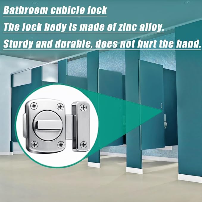 Bathroom Stall Door Latch Inner Door Reinforcement Lock | Night Latches Anti-Prying, Zinc Alloy, French Door Locks, Single-Direction Swing Door - Image 6