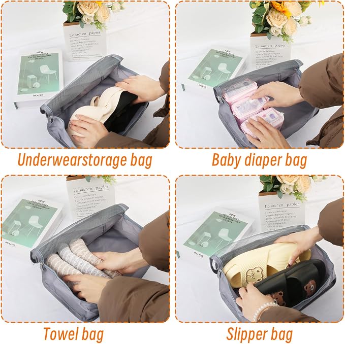 6Pack Small Mesh Packing Cubes Travel, Luggage Organizer Bags Suitcase | Waterproof mesh cubes. 6 same-size for undies, socks & tees. See-through & light. Great for travel, camping or home - Image 6
