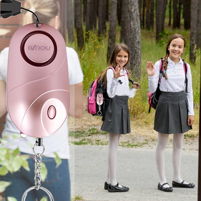 BXROIU 2 Pack Personal Safety Alarm for Women (Rose Gold + Black) | Loud Keychain Emergency Alarm with LED Light, Portable Safety Siren for Walking, Travel, Jogging & Night Safety - Image 7