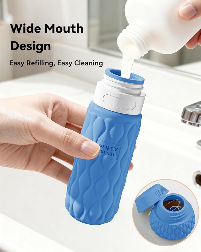 Travel Bottles for Toiletries Silicone Travel Size Containers 3.4oz 1.7oz | Travel Essentials TSA Approved Leakproof Refillable Squeeze Bottles with Labels/Clear Bag for Shampoo, Conditioner, Creams - Image 5