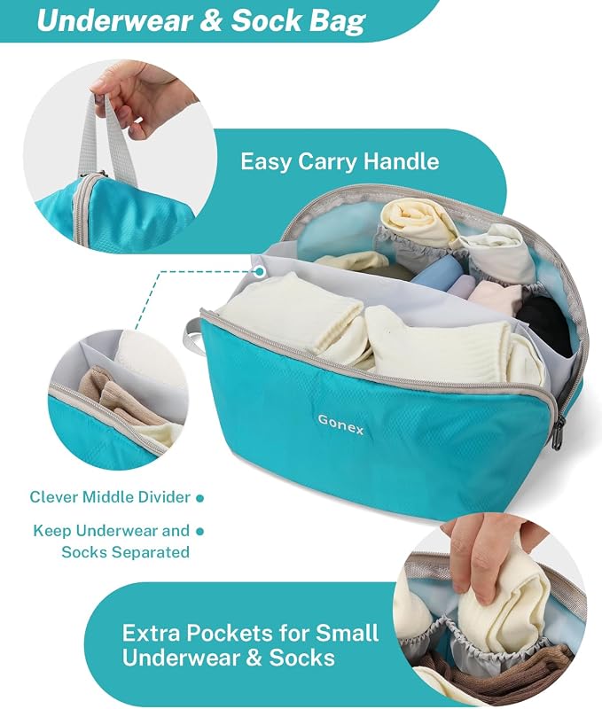 Gonex Compression Packing Cubes for Travel, Mesh Bags Luggage Organizers | Set of 4/5/6/7/10 for Essentials, Extensible, Fits 20"Carry-on Suitcases, See-through Mesh, Double Zipper Compression - Image 4