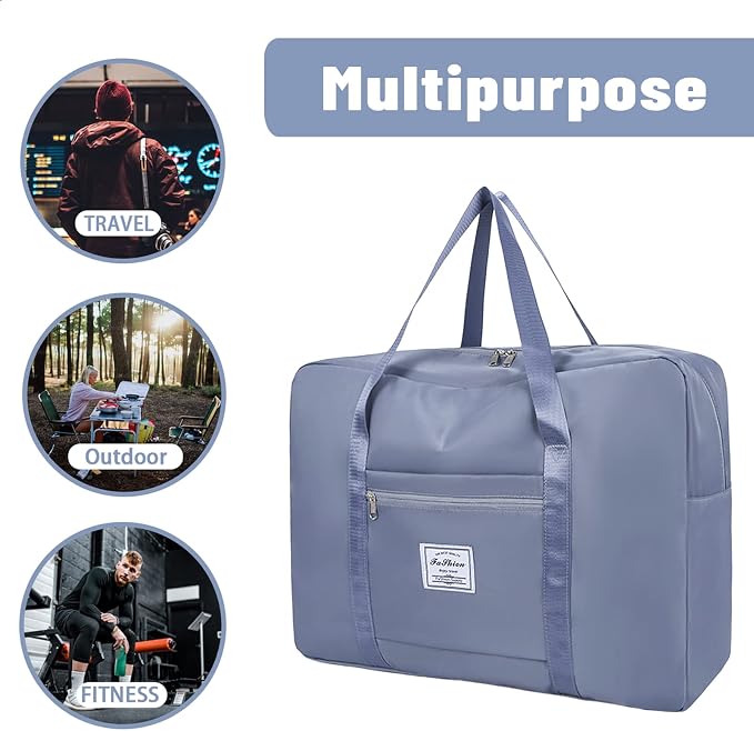 Duffel Bags for Traveling Women Sports Gym Tote Bag Water Resistant Travel Carry on Duffel Bag Weekend Overnight Bag (Blue) - Image 6