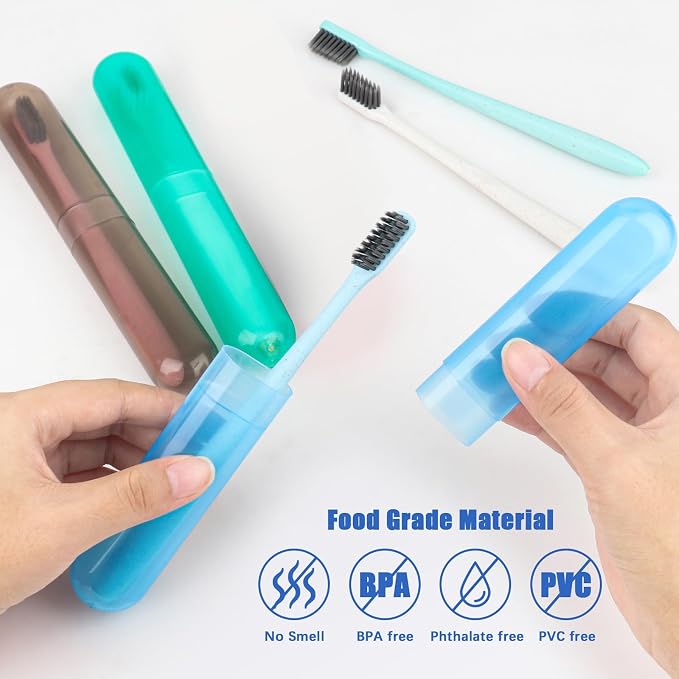 6 Pack Travel Toothbrush Case Breathable Portable Toothbrush Holder Plastic Toothbrush Cover Container for Couples Valentine Gifts, Traveling, Bathroom, School, Home, Business, Camping - Image 3
