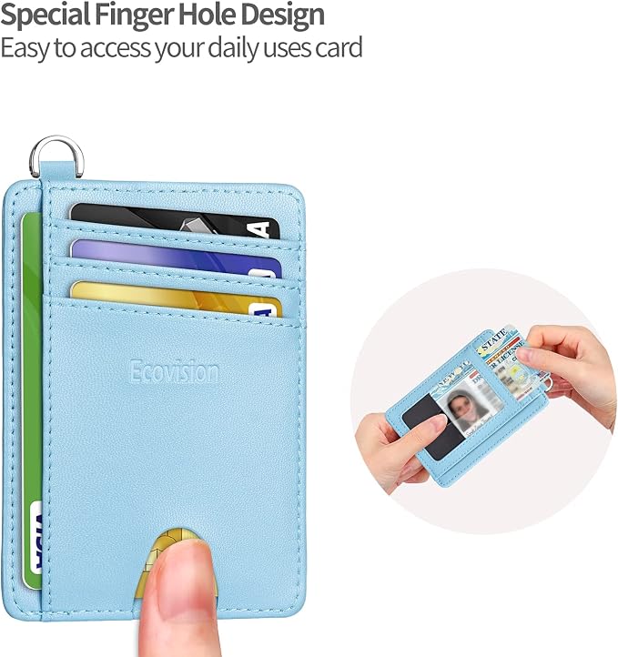 Slim Minimalist Front Pocket Wallet, RFID Blocking Credit Card Holder Wallet with Detachable D-Shackle for Men Women - Image 6