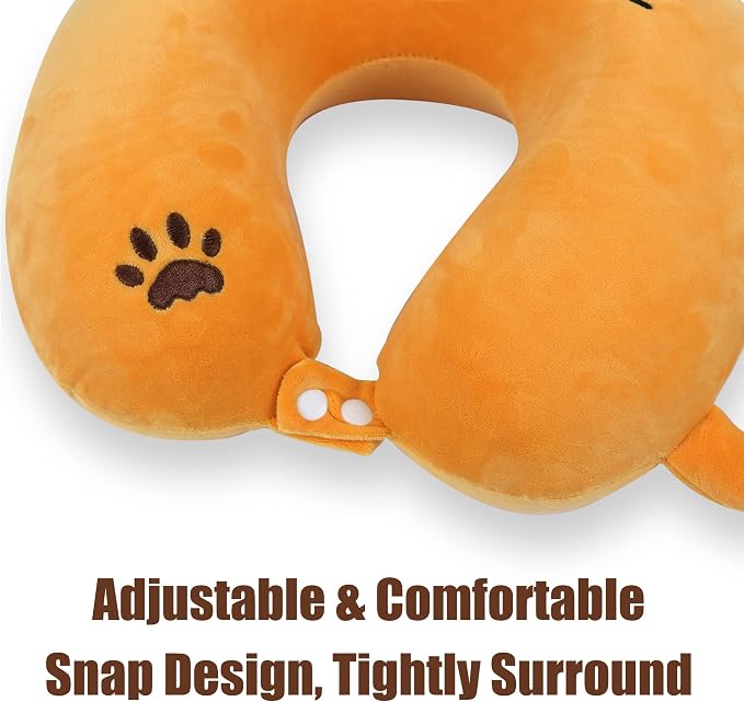 Sexysamba Cartoon Headrest & Neck Pillow for Kids Boys & Girls, Teens, Travel Accessories for Airplane, Car, Recline, Memory Foam Cute Travel Pillow with Sleep Eye Mask - Lion - Image 3