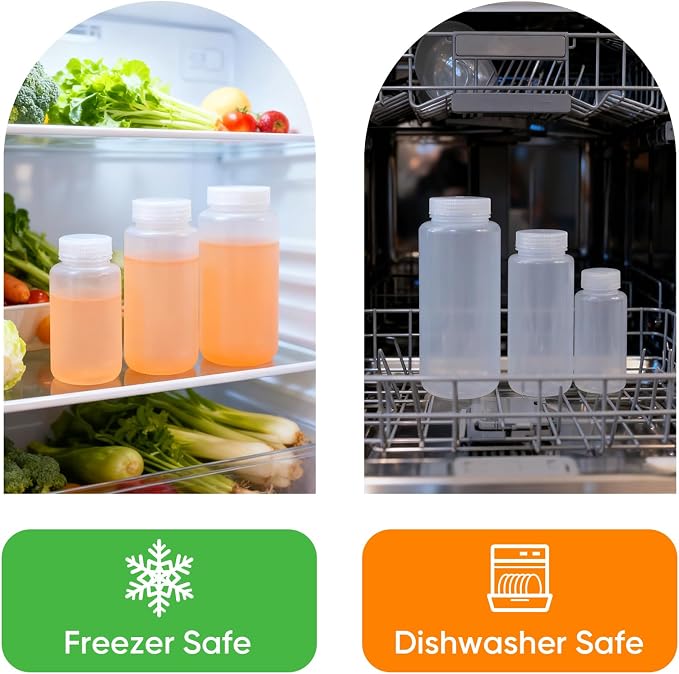 DEMORA 8 oz Plastic Bottles with Lids, Airtight Refillable Wide Mouth Travel Bottles for Toiletries, PP Food Grade Plastic Containers for Liquids Pill Water Sample Lab Reagent (Clear, 2 Pcs) - Image 6