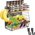 Magnetic Shelf for Fridge with Wood Lid, Large Capacity Magnetic Spice Rack for Refrigerator Kitchen Storage Bin for Fruit, Onion, Potatoes, Storage Organizer for Counter & Cabinet, Wire Basket by Utheinteck