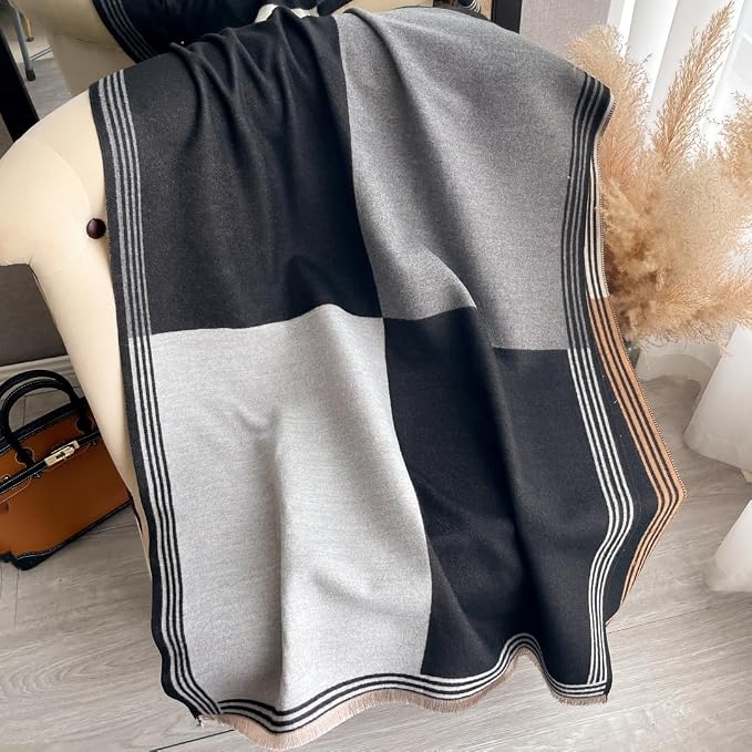 WaJuemy Winter Scarf for Women Dressy Evening Pashmina Shawl Wraps Open Front Poncho Blanket Fashion Travel Shawls Cape Wrap - Image 5