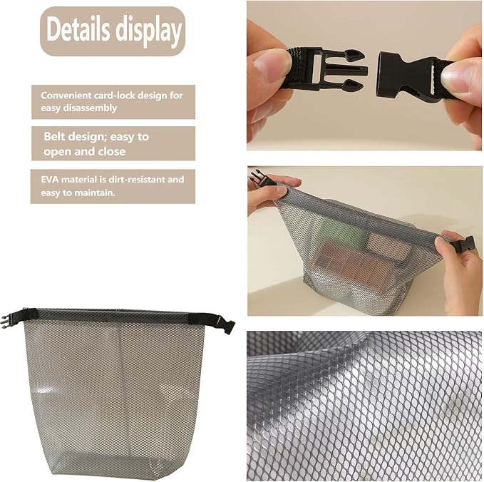 Cosmetic storage bag with dry and wet separation, wash bag, hand-held bag, portable storage bag, simple style,suitable for travel, fitness, swimming, outdoor rafting (Gray, 7.1in*6.3in*9.4in) - Image 9