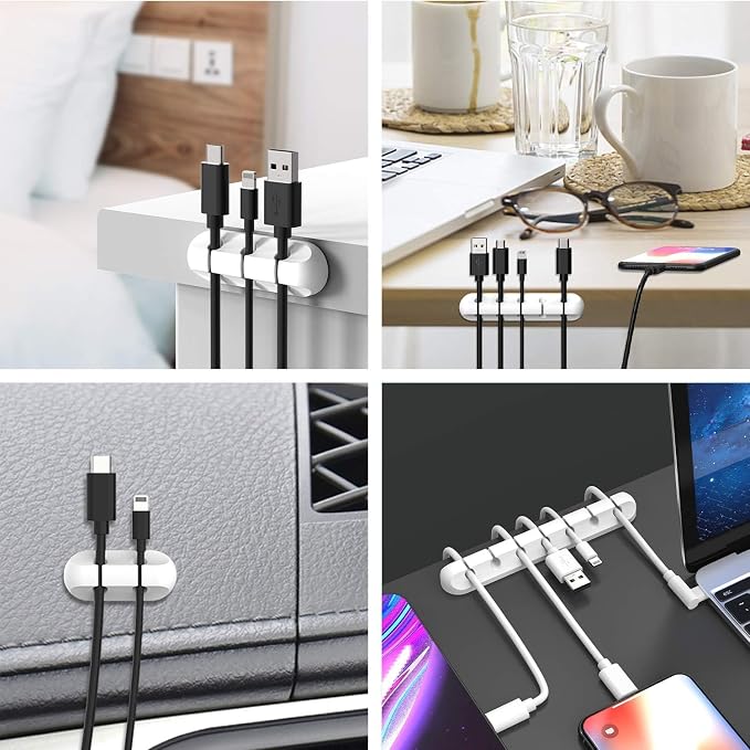 Cord Organizer for Desk, Cable Organizer Cable Holder 3 Pack White - Image 7