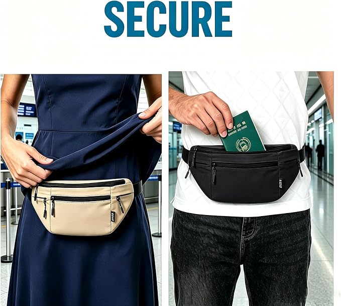 Money Belt for Travel RFID Blocking Passport Holder (dark grey) | Hidden Under Clothes Travel Wallet for Men Women - Image 5