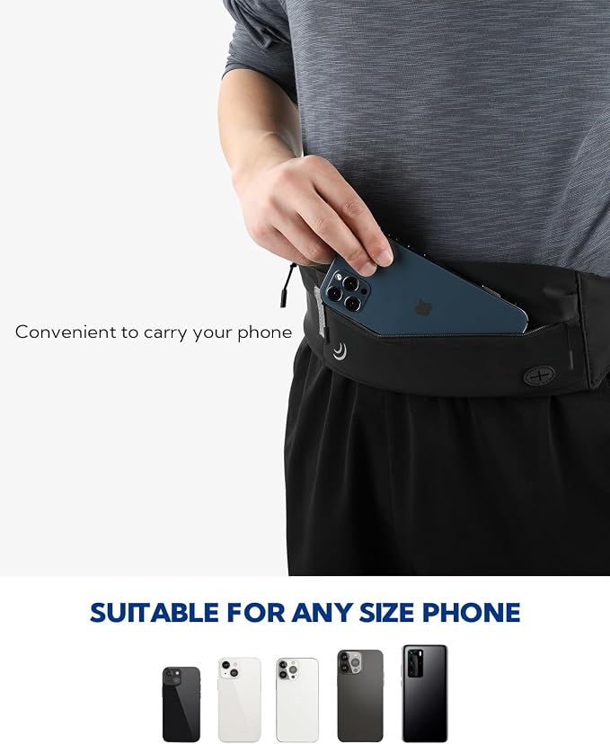 WATERFLY Running Belt Fanny Pack:Phone Holder Belt for Men Women | Lightweight, Soft and breathable fabric,SBS zipper, Adjustable waist belt, Zero bounce, Suitable for running workout Fitness - Image 3