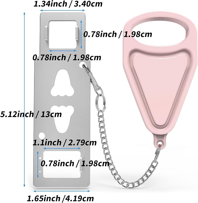 Portable Door Lock for Home Hotel Safety, Door Latch Security Lock for Additional Privacy and Safety in Hotel, Apartment,and College Prevent Unauthorized Enty, Pink 2 Pieces - Image 8