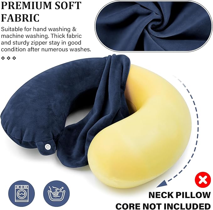 2 Packs Travel Neck Pillow Cover, Reusable U Shaped Washable Cover (Dark Blue Pink) - Image 4