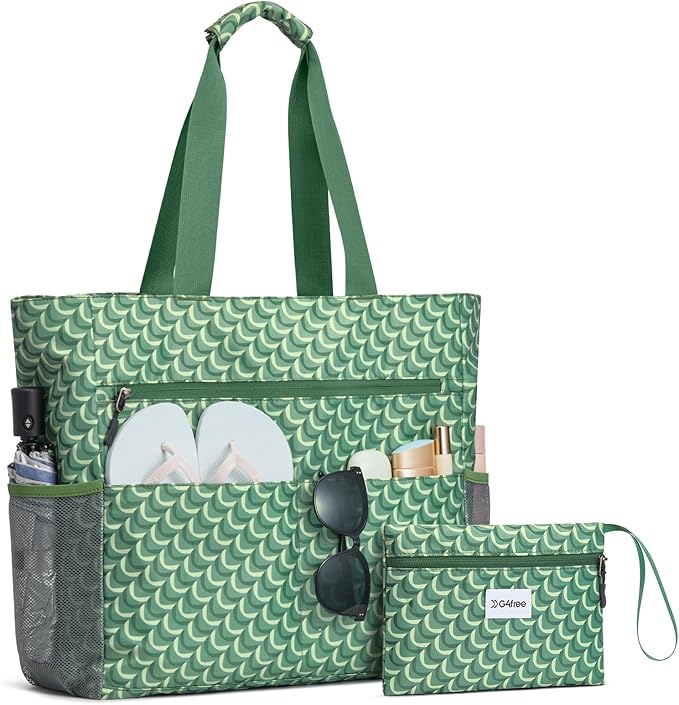 G4Free Beach Bag, Waterproof Sandproof Beach Tote Bag, Large Capacity Foldable for Women by G4Free