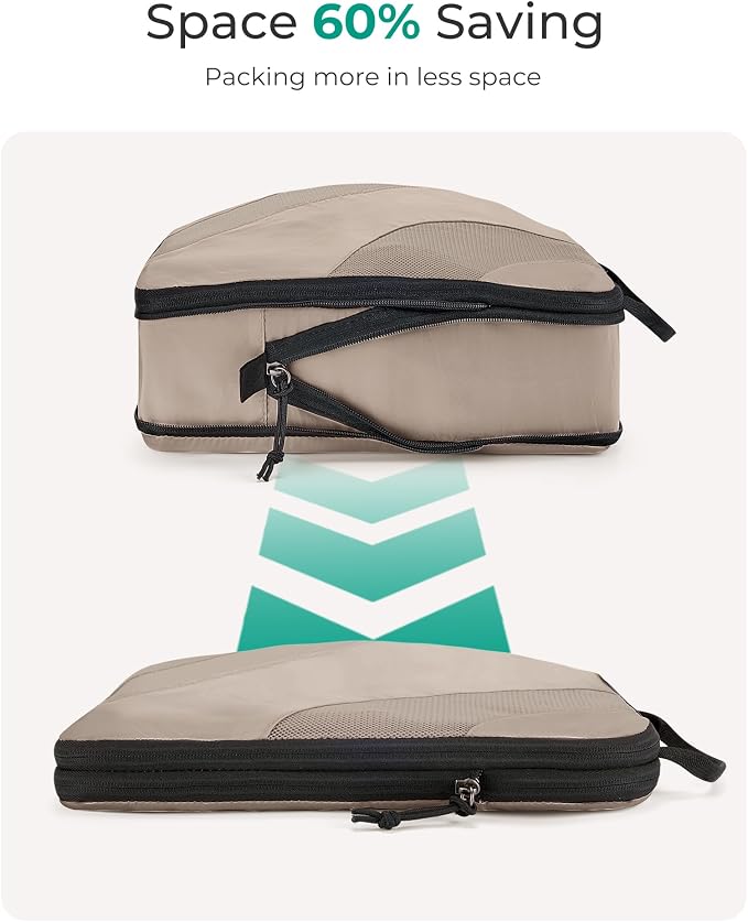 BAGSMART Compression Packing Cubes for Travel | Lightweight suitcase organizers bag set, space-saving double zipper expansion for carry-on luggage & travel organization - Image 3