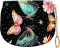 Women's Slim RFID Wallet – Compact Leather Card Holder Wallet for Women, 9 Card Slots RFID Blocking Credit Card Organizer, Small Travel Wallet - Butterfly Moon Flower by Unknown
