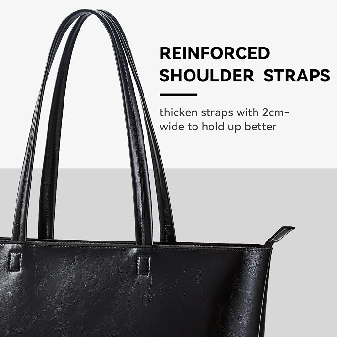 KALIDI Tote Bag Zipper Shoulder Bag Vegan Leather Purses Satchel for Women | Large Casual Handbag for Work Commuting Dating College Everyday - Image 6