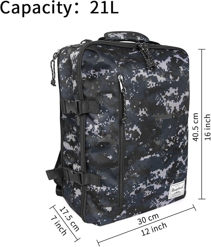 Underseat Carry-On Backpack Luggage Lightweight Casual Laptop Backpack 15.6-inch Travel Commute Gym Sport Daypack 21L, Digi Camo - Image 7