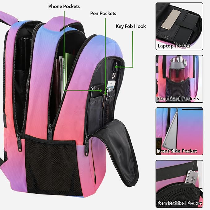 MATEIN Colorful Fashion Laptop Backpack, 15.6 Inch Slim Travel Computer Bag | Tie Dye Backpack for Daily Commute, Business College Work Gifts for Men Women, Luggage Strap, Anti Theft, Durable Breathable - Image 4