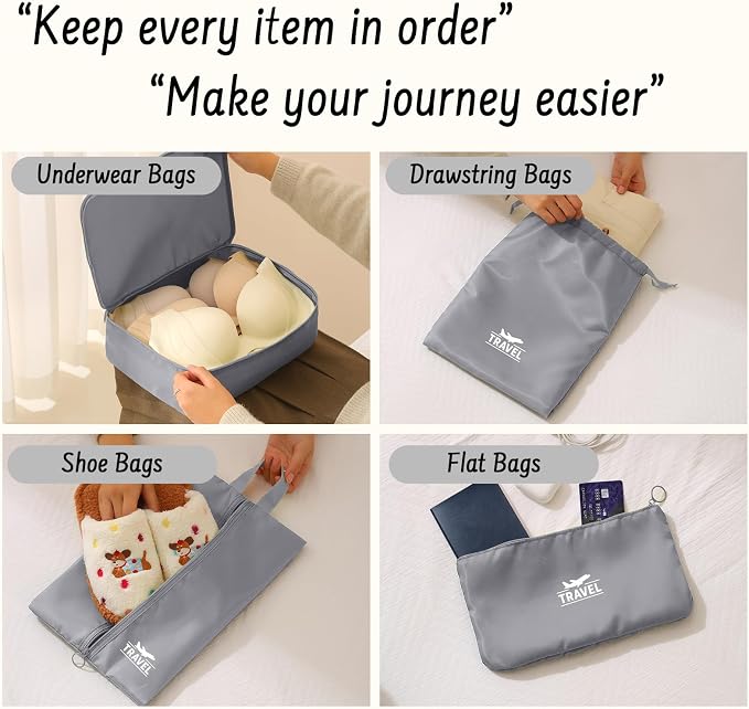 8 Set Packing Cubes for Travel Luggage Organizer Bags for Family, Mesh Packing Cubes for Suitcases, Travel Essentials Bags Set for Women & Men - Image 5
