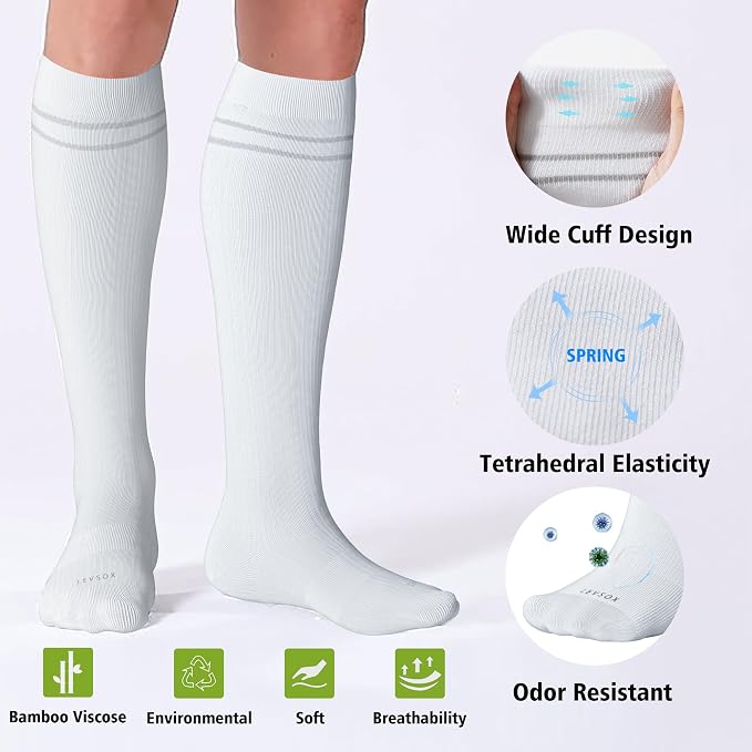 LEVSOX Viscose Made from Bamboo Compression Socks for Pregnant Women 20-30 mmHg Knee High Cute Mens Supports Socks for Travel - Image 3