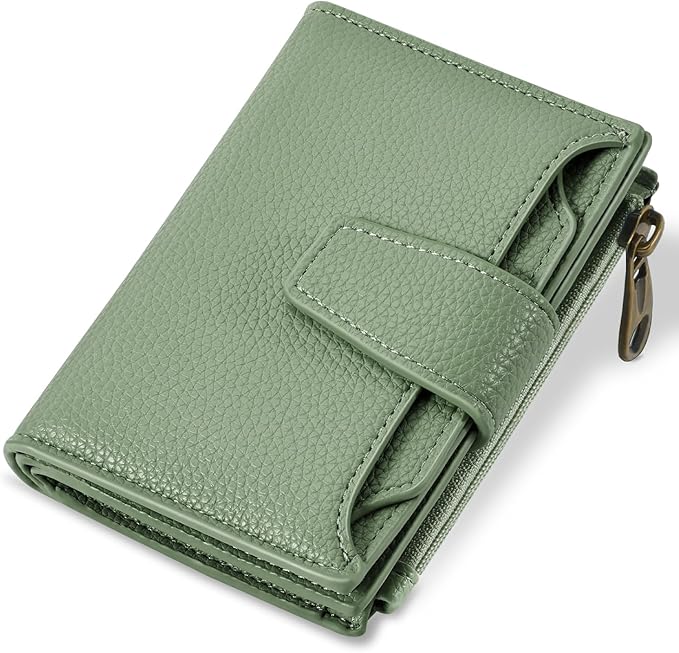 Small Wallet Women RFID Blocking Soft Leather Bifold Compact Card Holder Wallet for Women with Zipper Coin Pocket 4 ID Window by Airkit