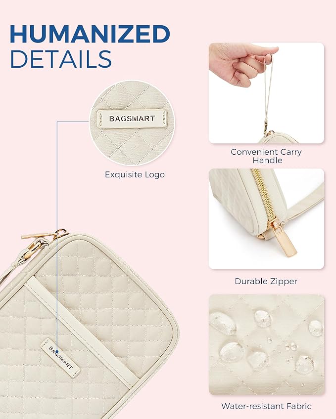BAGSMART Cord Organizer Travel Cable Organizer Bag Tech Electronic Organizer Travel Case, Travel Essentials for Charger, Cable, Phone, Flash drive, Single Layer - Beige | Travel Essentials, Tech Organizer Pouch, Cord organizer bag for Cables, Compact T... - Image 6