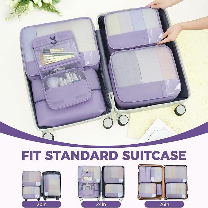 BAGAIL 9 Set Packing Cubes with Packing List Luggage Packing Organizers for Travel Accessories (Dusty Purple) - Image 8