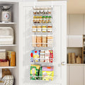 Delamu White Narrow 6-Tier Over the Door Pantry Organizer, Adjustable Metal Hanging Spice Rack, Cabinet Door Organizer for Kitchen, Bathroom, Laundry Room, 12.5 by DELAMU