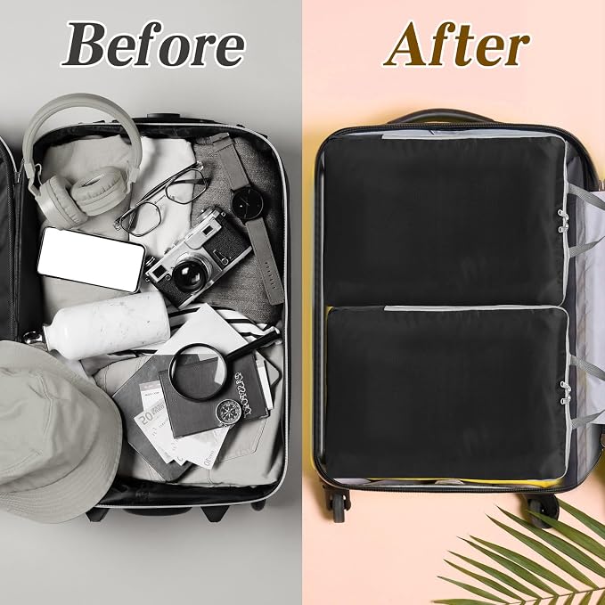 Hosuly 4 Pcs Large Ultralight Compression Packing Cubes for Travel 17.3 x 12.6'' XL Large Expandable Luggage Storage Organizers for Save Space Family Long Trips (black 01) - Image 6