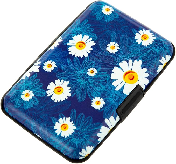 Credit Card Holder, Metal Card Wallet RFID Blocking Mini Slim Aluminum Business Hard Card Case for Women Men (Chamomiles) by Kaabao
