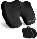 Premium Slim Foldable Travel Seat Cushion - for Relief of Lower Back, Sciatic, Butt and Tailbone Pain - for Home & Office Use, Perfect for Travel or Driving - Slim Coccyx Cushion - Black by CushyTushy