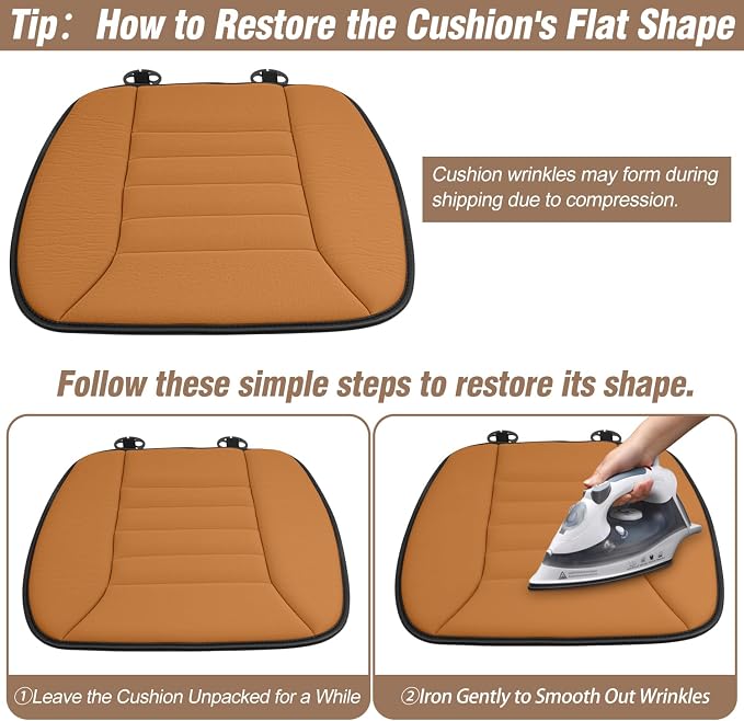 2PCS Car Seat Cushion Pad 1.2" Thick Comfort Seat Protector for Car Driver Seat Office Chair Home Use Memory Foam Seat Cushion with Non Slip Bottom, 20'' x 18.5'', Orange - Image 8