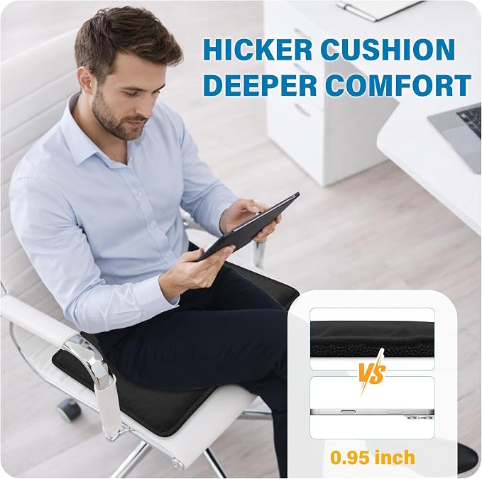 SPRING SEAON Large Gel Seat Cushion for Pressure Relief – Honeycomb Buffer Design with Extra Thick Filling, Anti-Slip Bottom, Perfect for Long Sitting, Travel, Airplane and Daily Comfort (Black) - Image 4