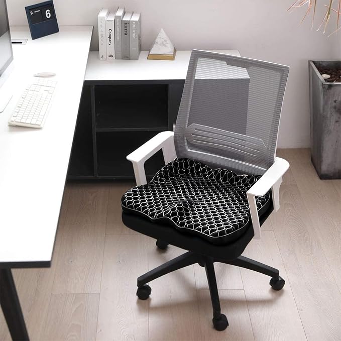 Gel Seat Cushion, Thickened Big Breathable Honeycomb Design Absorbs Pressure Points Gel Cushion with Anti-Slip Cover Seat Cushion for Office Chair Home Car Seat Cushion for Wheelchair - Image 3