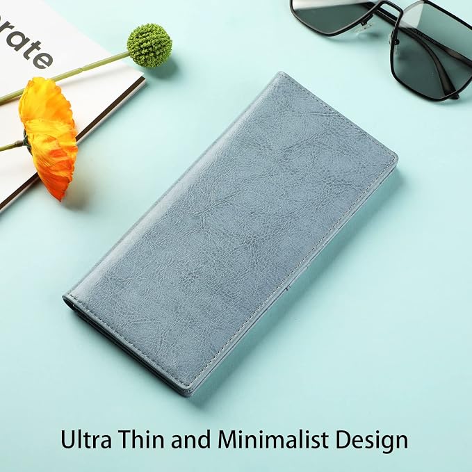 Ultra Slim Thin Leather Women Wallet RFID Blocking Credit Card Holder Bifold Long Ladies Billfold - Image 2